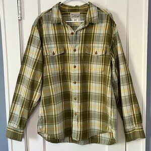Lucky Brand Dungarees casual button down plaid pastel spring cotton size large